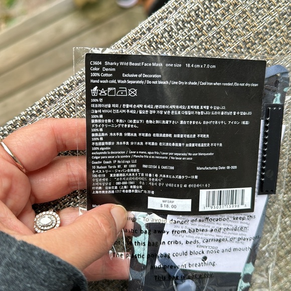 NWT Coach sharky shark - face mask navy blue camo denim color - Picture 5 of 5